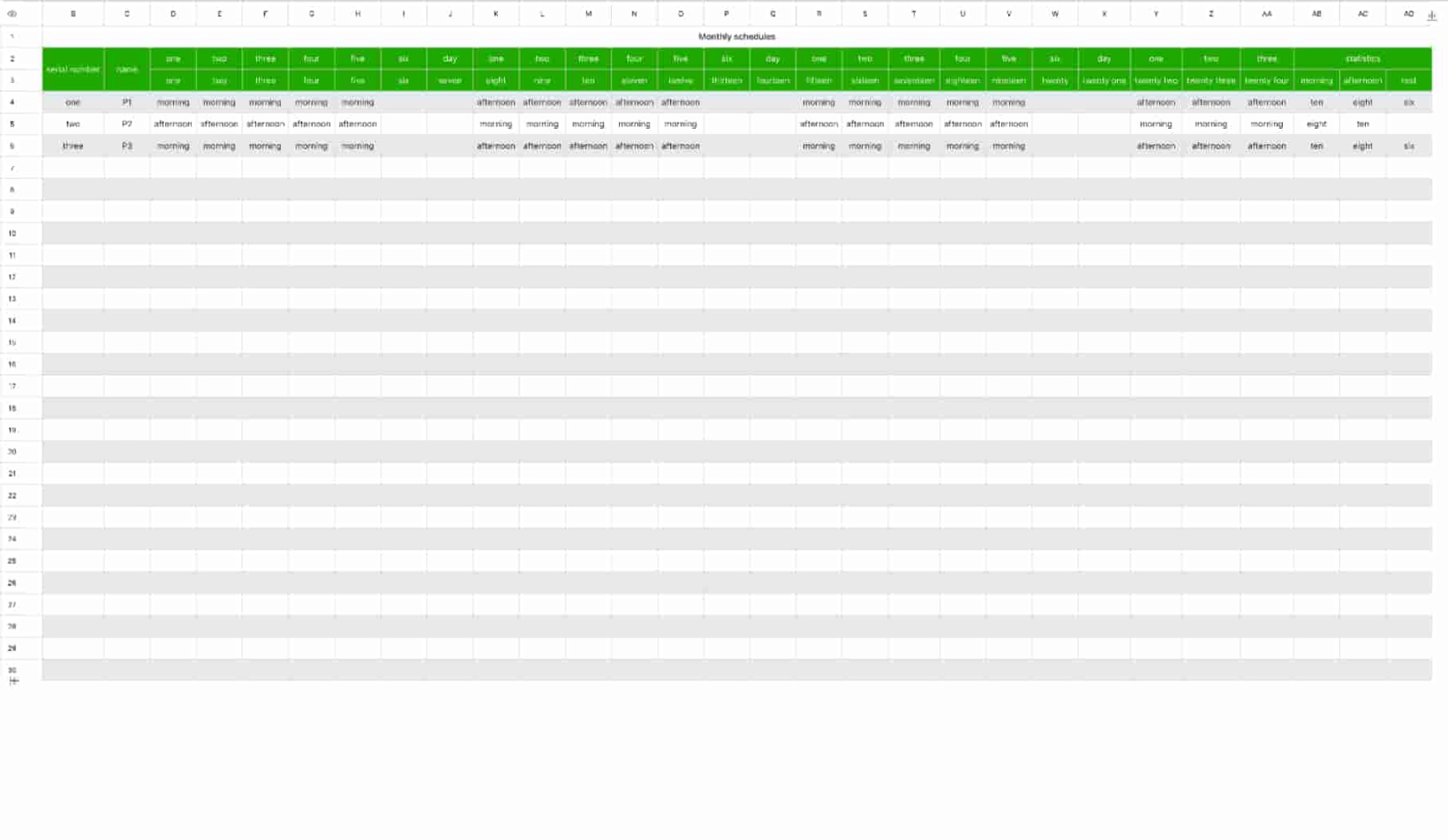 Monthly schedules 2
